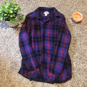 LL Bean slightly fitted xs women's plaid 100% Cotton Flannel